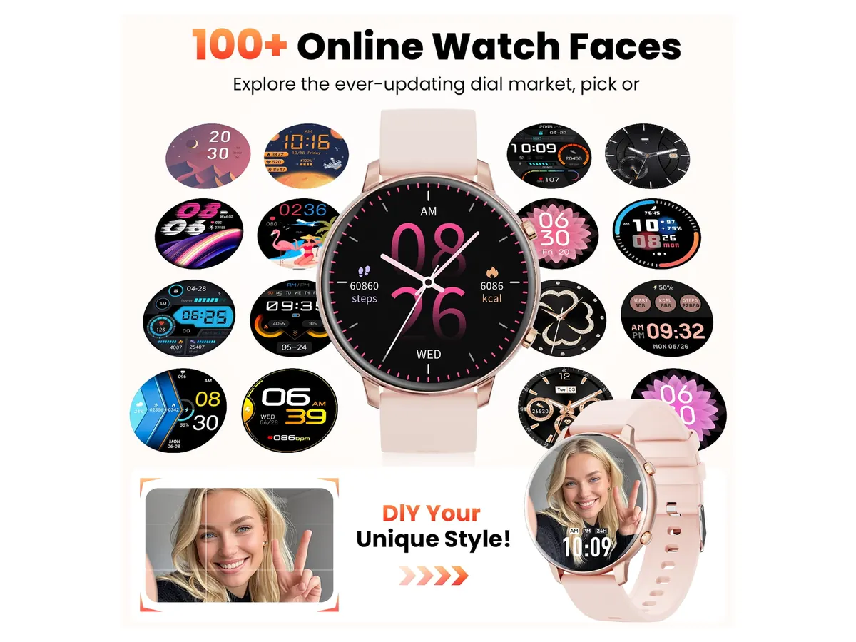 Display and Everyday Controls on the Mingdaln 1.39-inch Women's Smart Watch – Gold