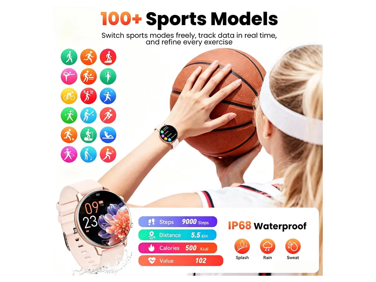 Mingdaln 1.39-inch Women's Smart Watch – Gold detail view 6