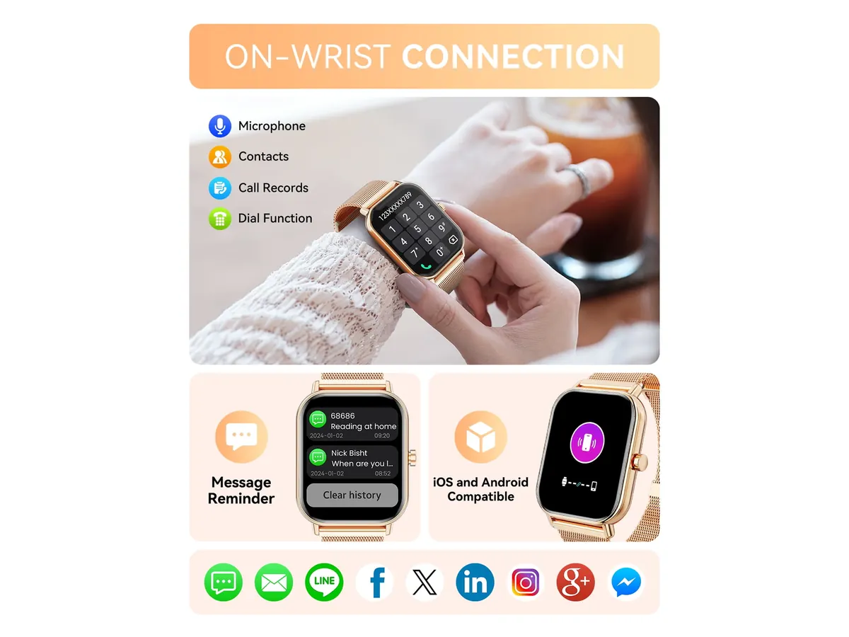 Bluetooth Calling with the Mingdaln 1.85-inch Dual-Strap Smart Watch