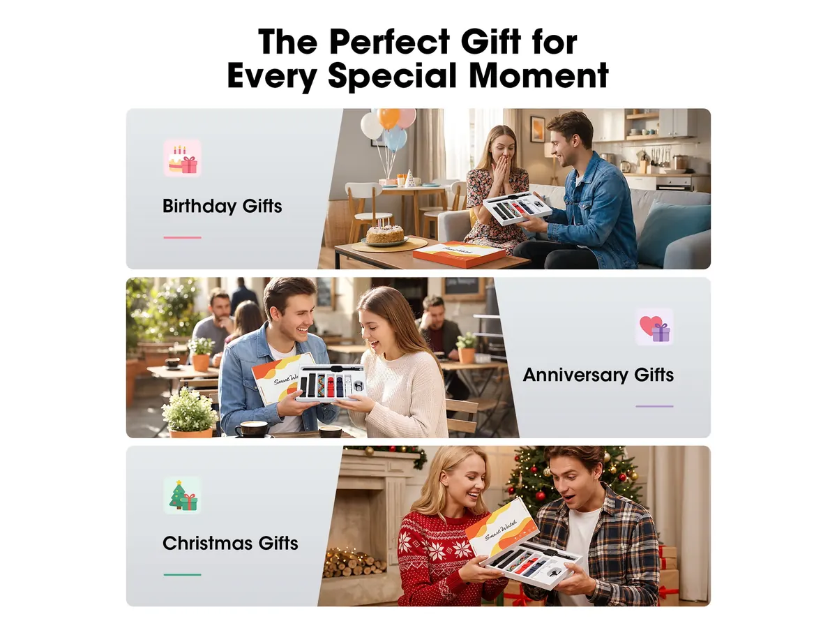 Gift-Set Presentation for the Mingdaln 1.85-inch HD 7-Band Smart Watch Set