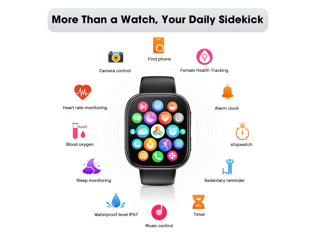 Mingdaln 1.85-inch HD 7-Band Smart Watch Set detail view 6