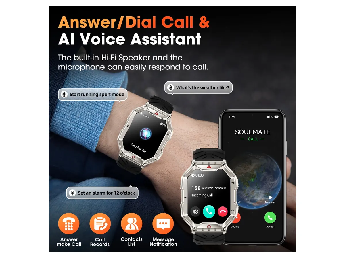 Mingdaln 2.1-inch AMOLED Military Smart Watch detail view 5