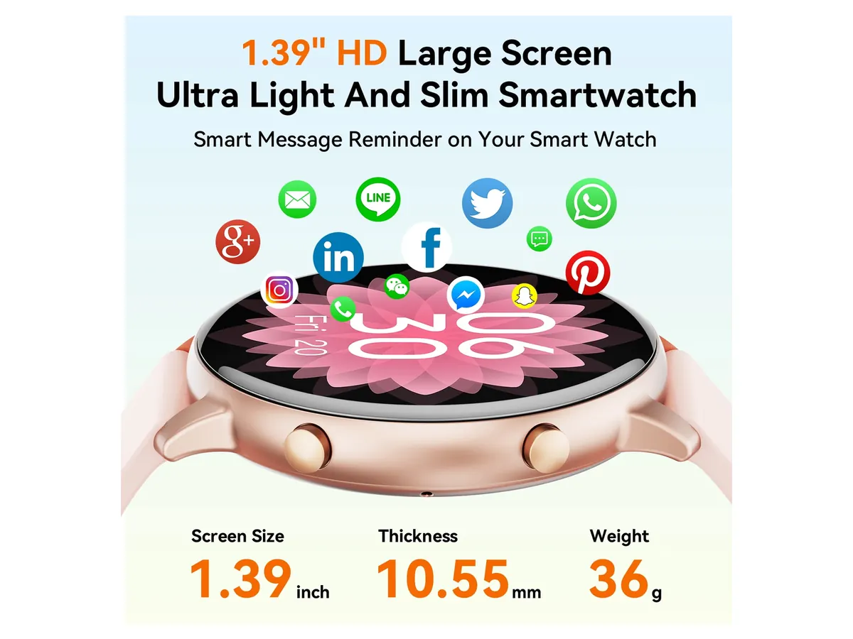 Display and Everyday Controls on the Mingdaln Women Smart Watch 45MM